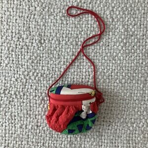 Vntg Hand Painted Silk Bulb Bag by Silk Scapes Red Geometric Quilted Artwear